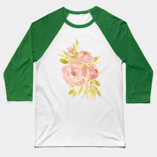 Blush pink watercolor roses Baseball T-Shirt